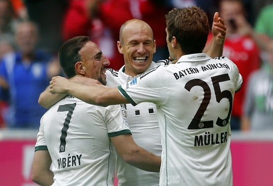 Franck Ribery, Thomas Muller and Arjen Robben Football Troikas 