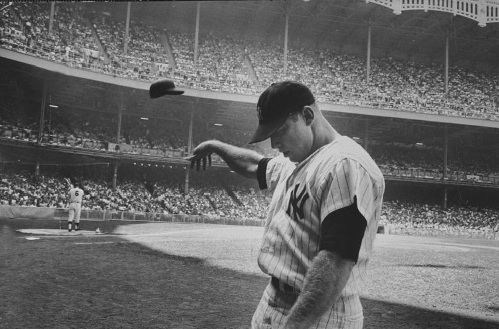 Most Iconic Sports Photos Mickey Mantle Takes Out His Bad Day On His Batting Helmet